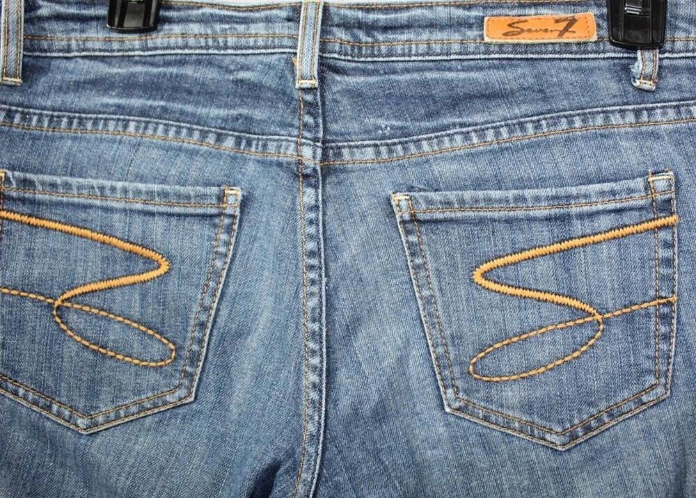 Seven7 Bootcut Jeans Womens 28 Blue Med Wash Mid Rise Embroidered 28x30